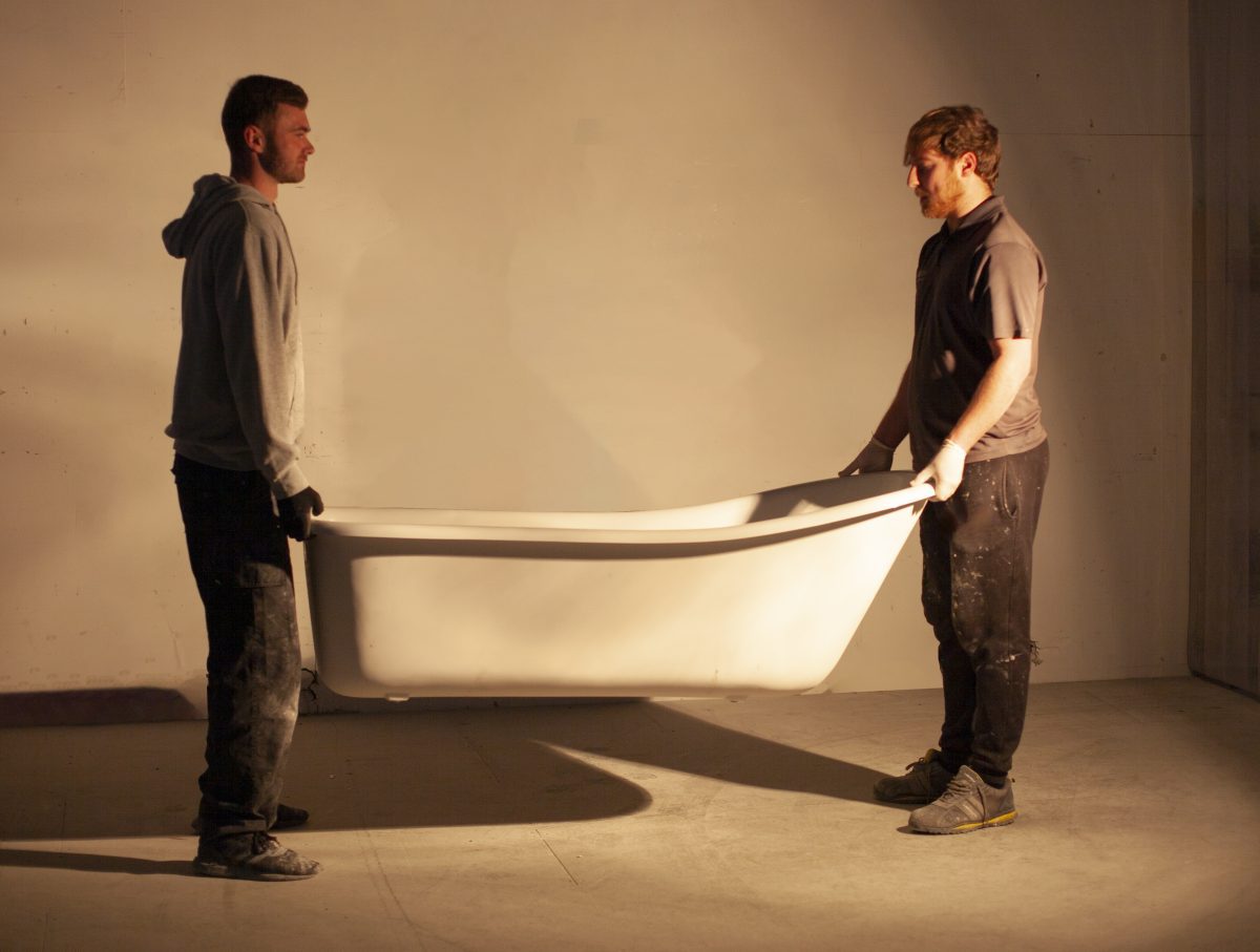 Two people can lift an Albion bath tub.