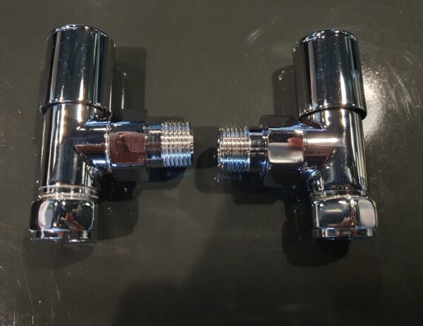 Arne angle pattern radiator valves Chrome TWO PAIRS AVAILABLE