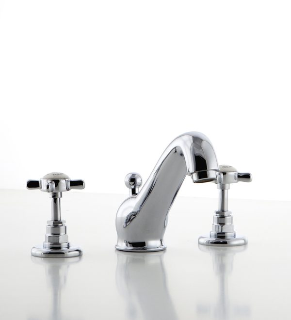 Beaufort 3 hole basin mixer, angled side image