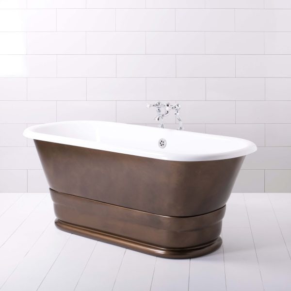 Elegant vintage-style freestanding bathtub with chrome fixtures, perfect for luxury bathrooms and relaxation. Crafted by The Albion Bath Co Ltd, combining timeless design with modern comfort.