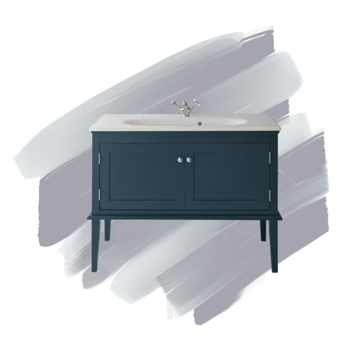 Hamar Basin and Vanity Unit in a teal blue.