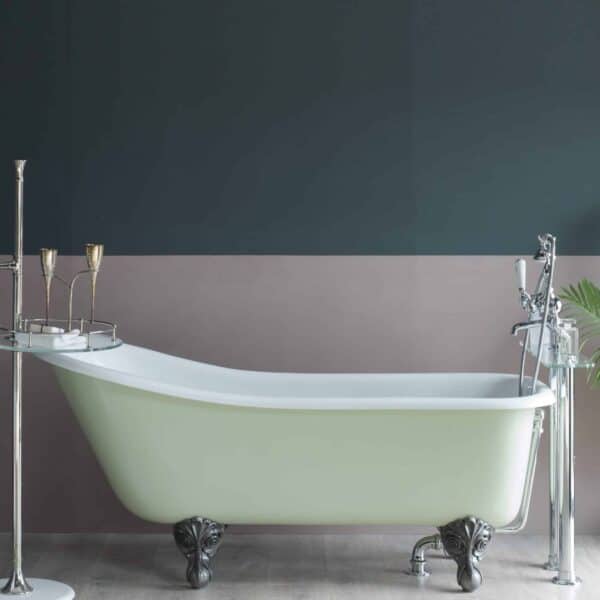 Luxurious freestanding vintage bath with clawfoot design, chrome fixtures, and elegant accessories, perfect for modern bathroom interiors by Albion Bath Co Ltd.