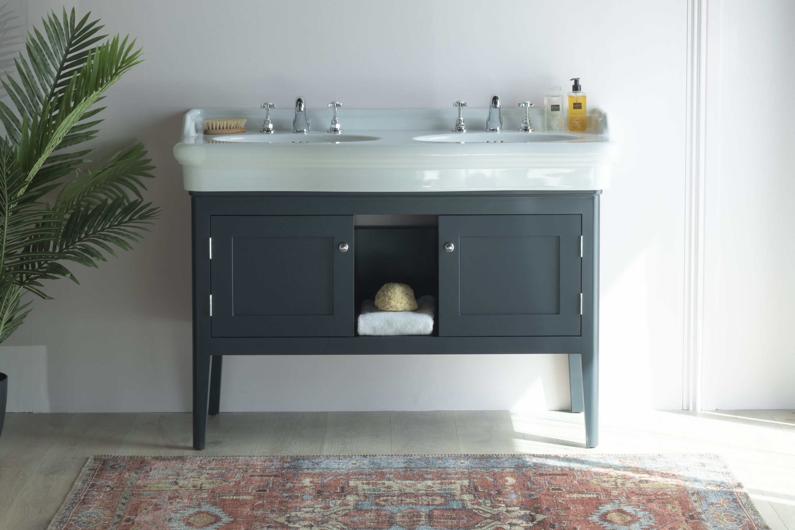 Albion's Siena Basin painted in a traditional Farrow and Ball colour.