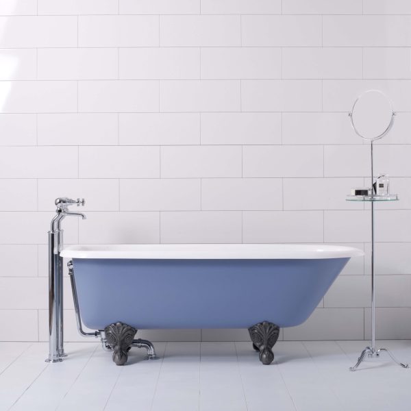 Luxurious vintage clawfoot bathtub with classic chrome fixtures in a modern bathroom setting. Perfect for a relaxing bath experience, featuring elegant design and high-quality materials by Albion Bath Co Ltd.