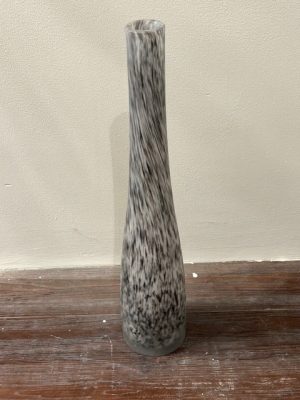 mottled grey slender glass vase showroom